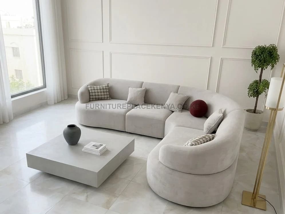 Luna Curved Sectional Sofa 2 - Furniture Place Kenya