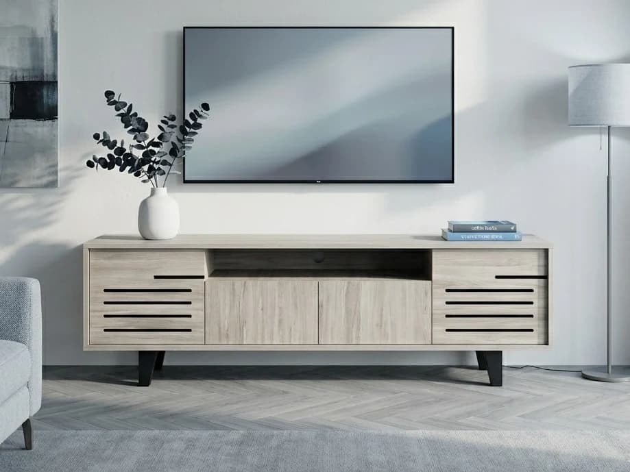Grooved Oak-Finish TV Stand 1 - Furniture Place Kenya