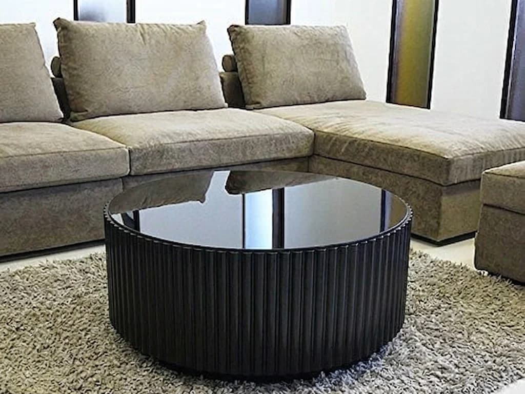 Round Ribbed Glass Top Coffee Table 1 - Furniture Place Kenya