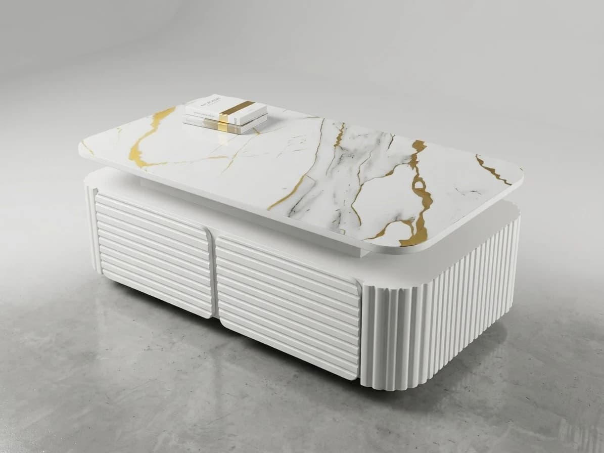 Marble Top Fluted Coffee Table - Furniture Place Kenya