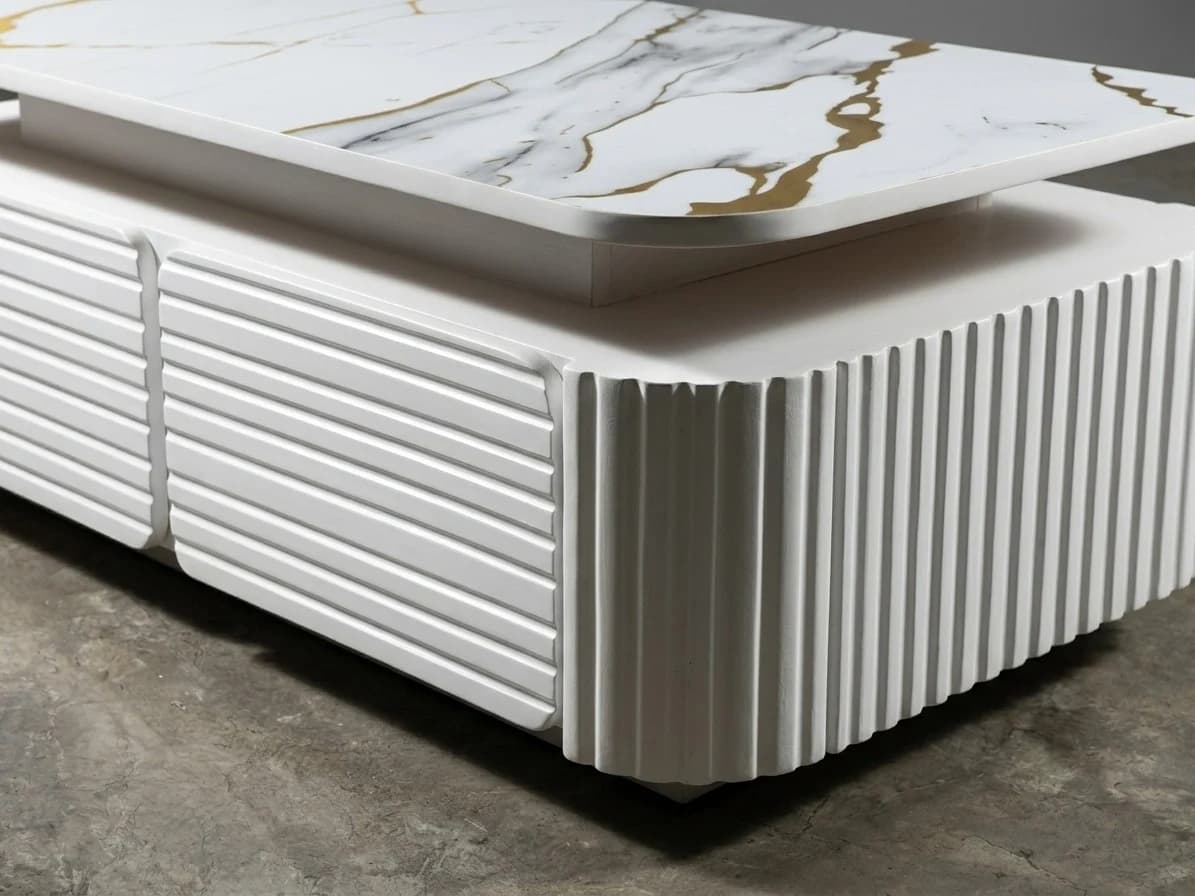Marble Top Fluted Coffee Table 2 - Furniture Place Kenya