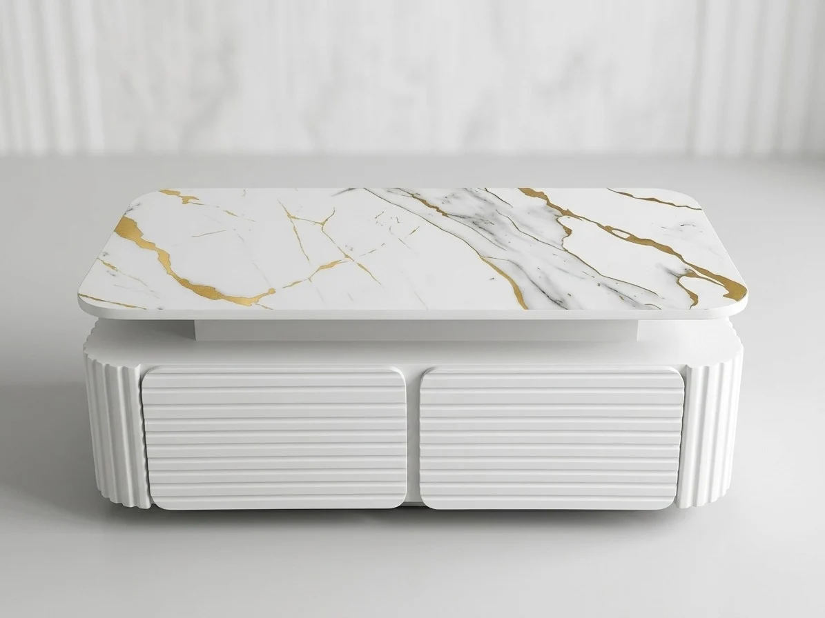 Marble Top Fluted Coffee Table 3 - Furniture Place Kenya