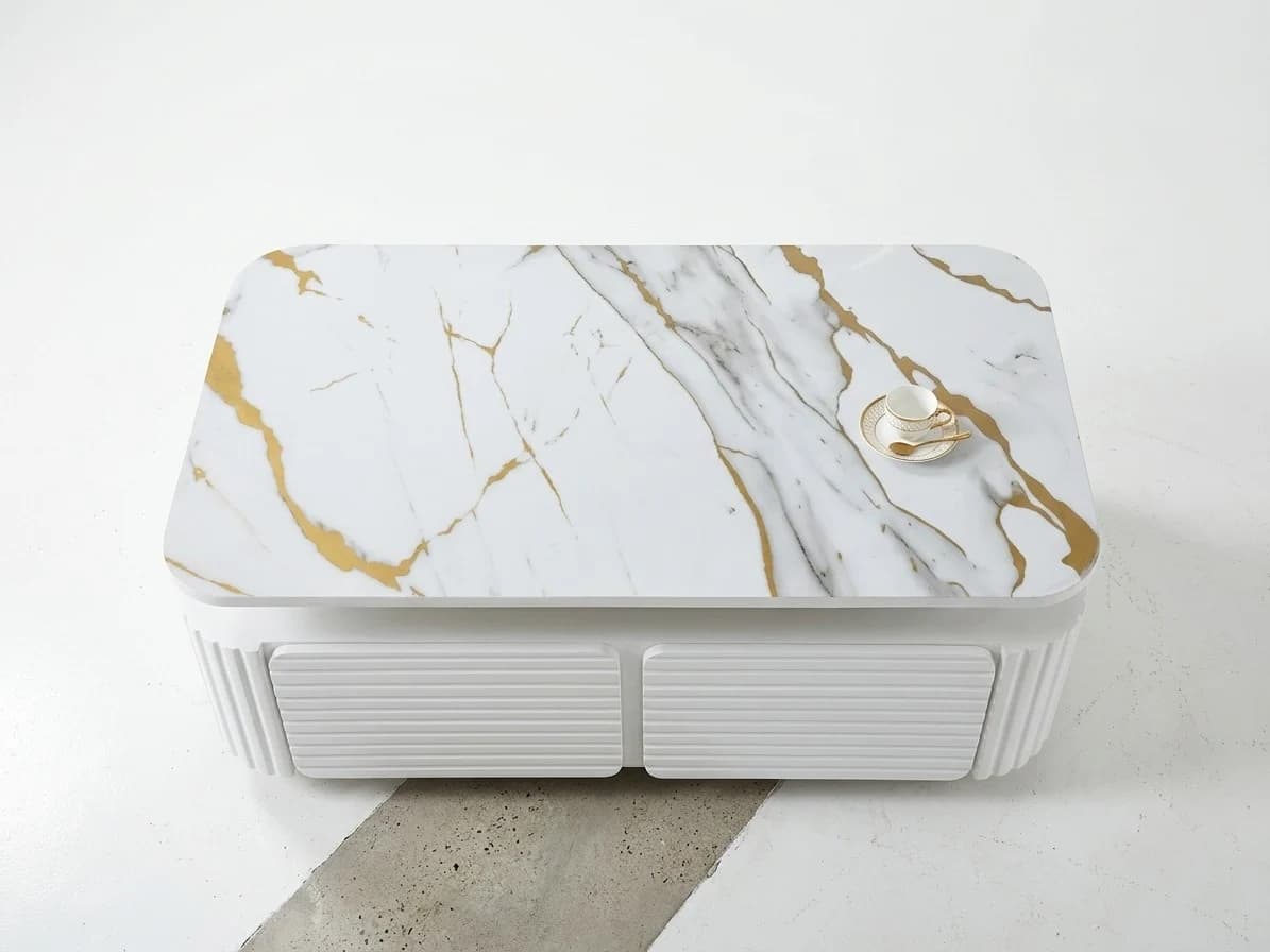Marble Top Fluted Coffee Table 4 - Furniture Place Kenya