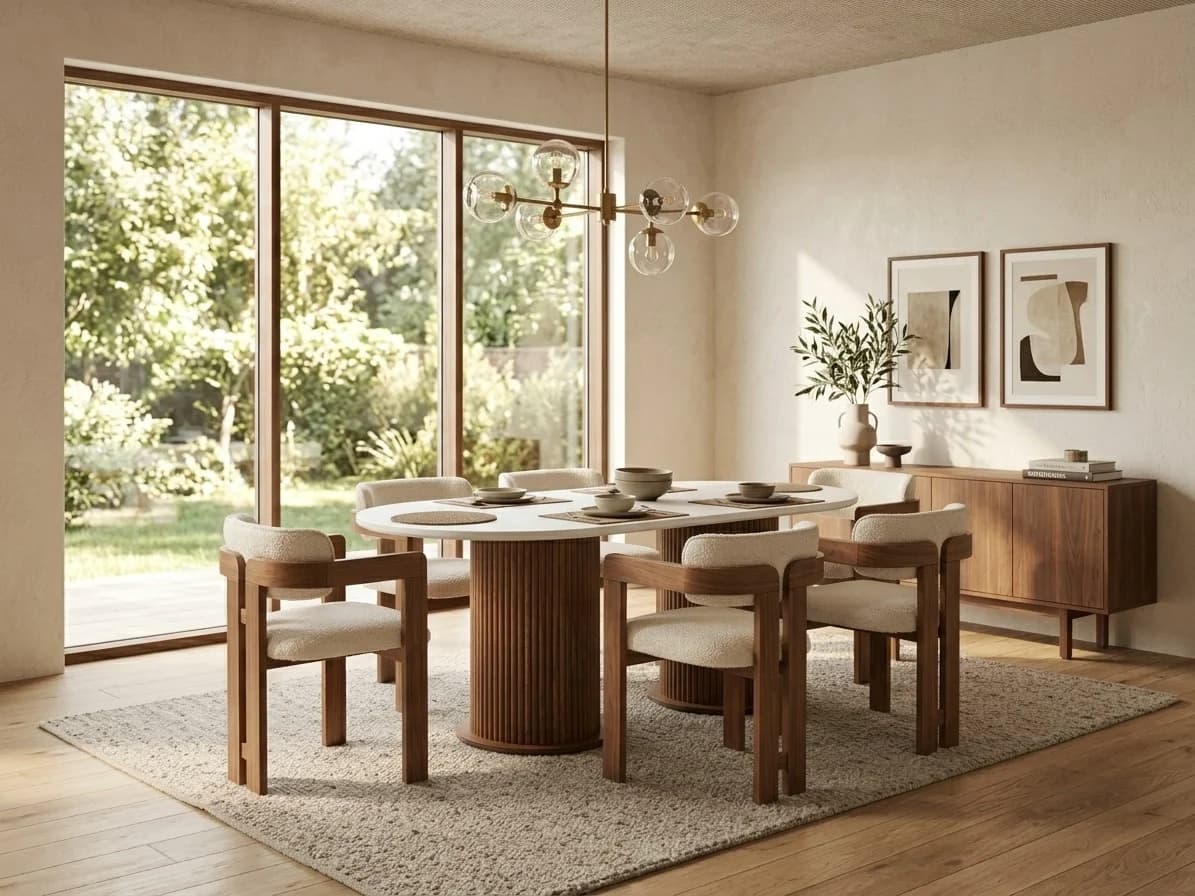 Oval Fluted Pedestal Dining Set 2 - Furniture Place Kenya