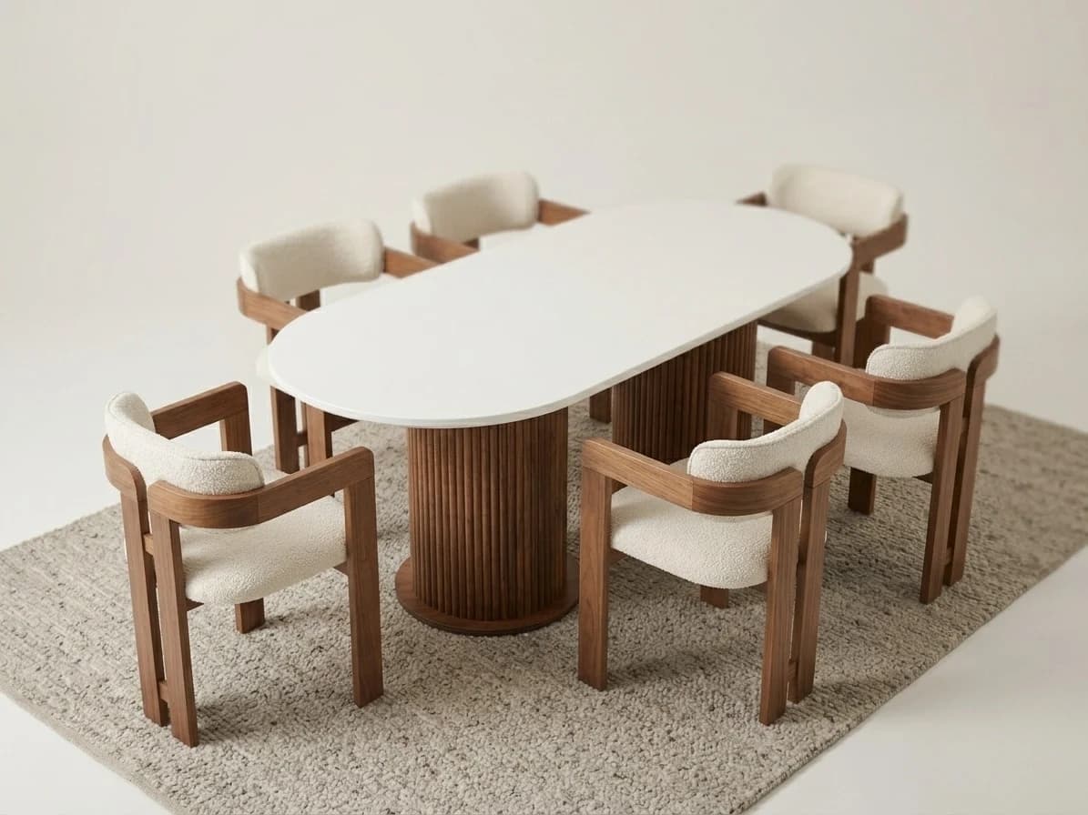 Oval Fluted Pedestal Dining Set 4 - Furniture Place Kenya