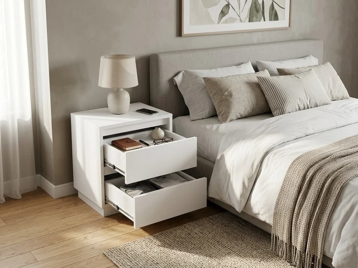 White Gloss 2-Drawer Bedside Table 4 - Furniture Place Kenya