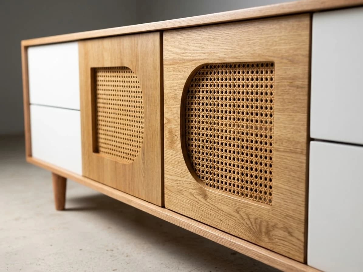 Rattan Cane Mid-Century TV Stand 3 - Furniture Place Kenya