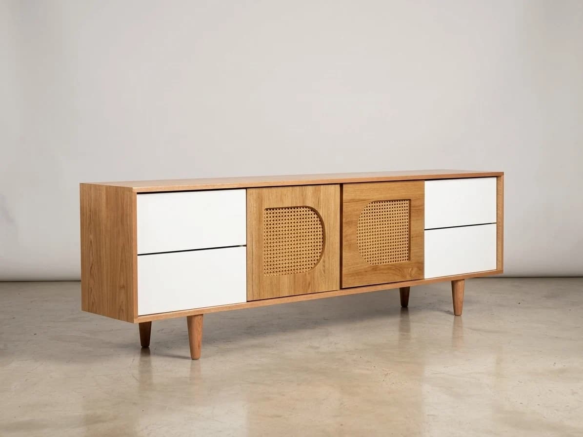 Rattan Cane Mid-Century TV Stand 4 - Furniture Place Kenya