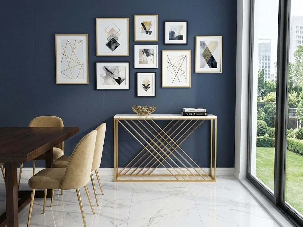 Gold Geometric Marble Console Table 2 - Furniture Place Kenya