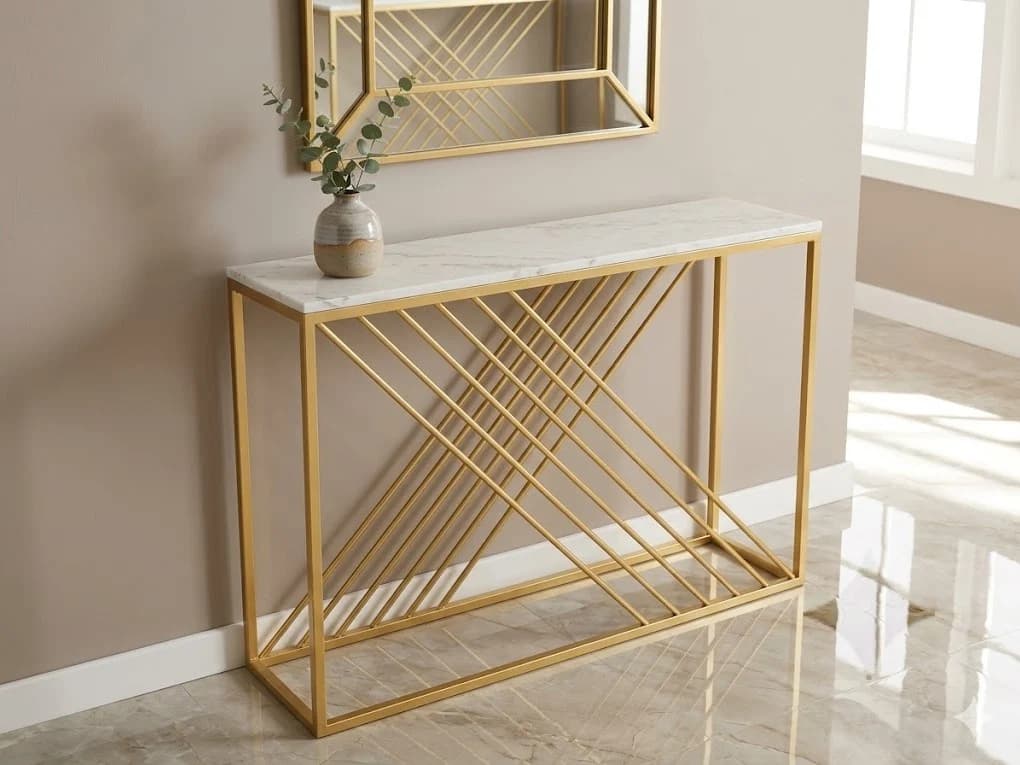 Gold Geometric Marble Console Table 3 - Furniture Place Kenya
