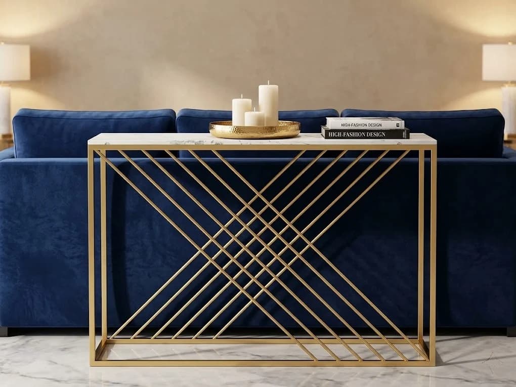Gold Geometric Marble Console Table 4 - Furniture Place Kenya