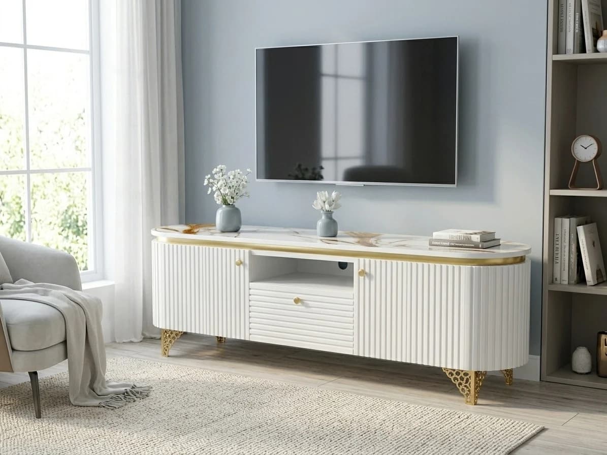 Ridged Gold Accent TV Stand 1 - Furniture Place Kenya