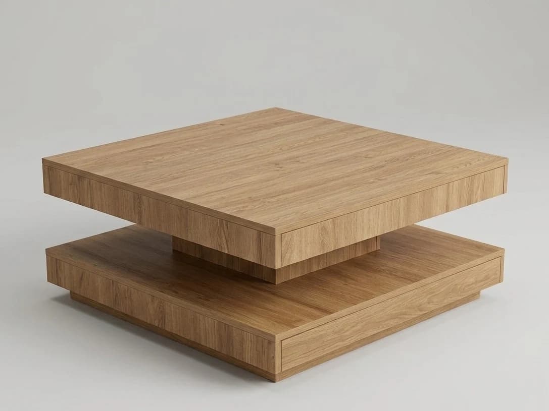 Two Tiered Square Royal Teak Coffee Table 2 - Furniture Place Kenya
