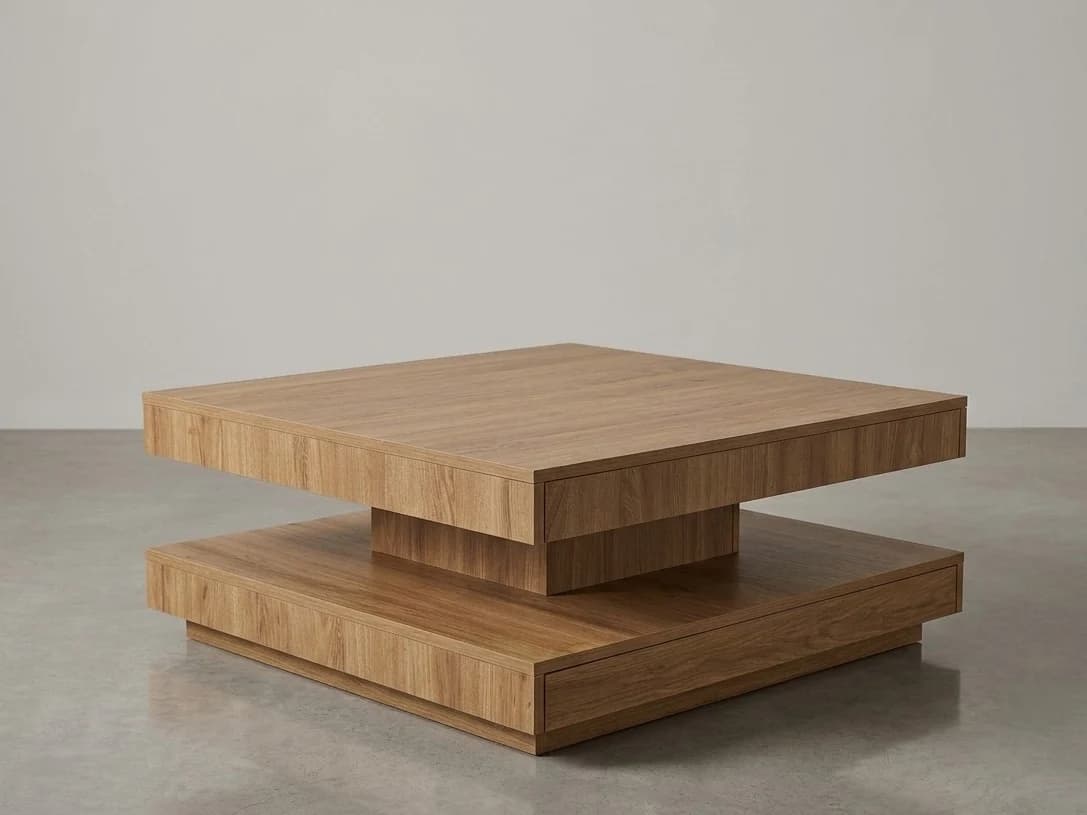 Two Tiered Square Royal Teak Coffee Table 4 - Furniture Place Kenya