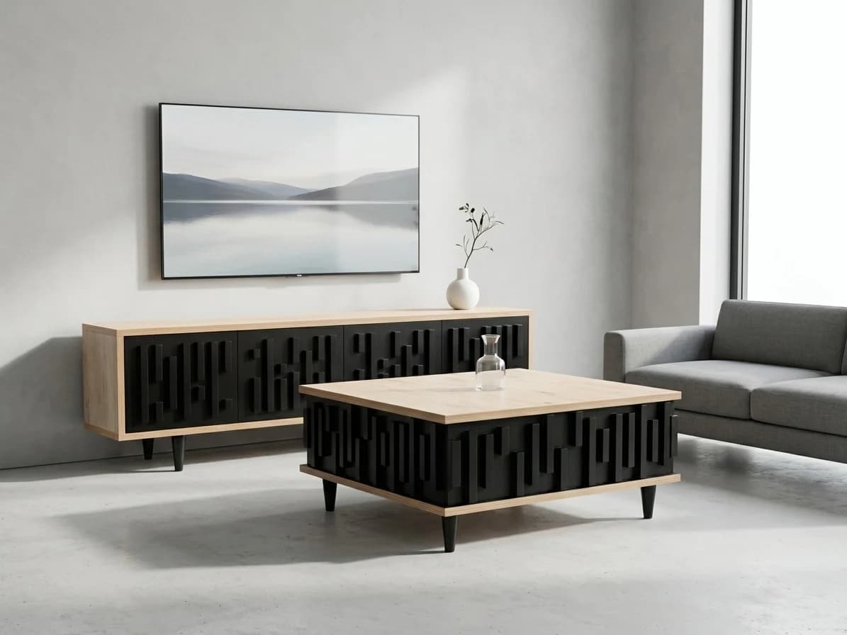 Ridge Groove Tv Stand & Coffee Table 1 - Furniture Place Kenya