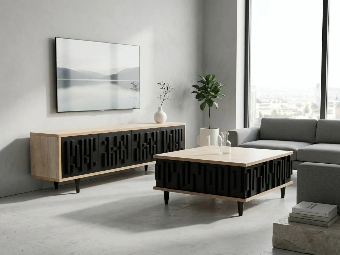 Ridge Groove Tv Stand & Coffee Table 3 - Furniture Place Kenya