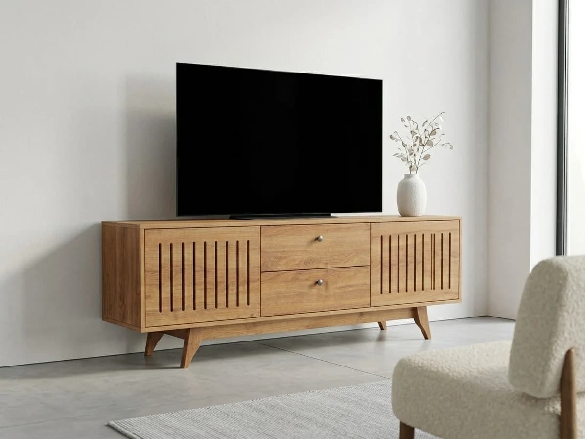 Scandinavian Royal Teak grooved TV Stand - Furniture Place Kenya