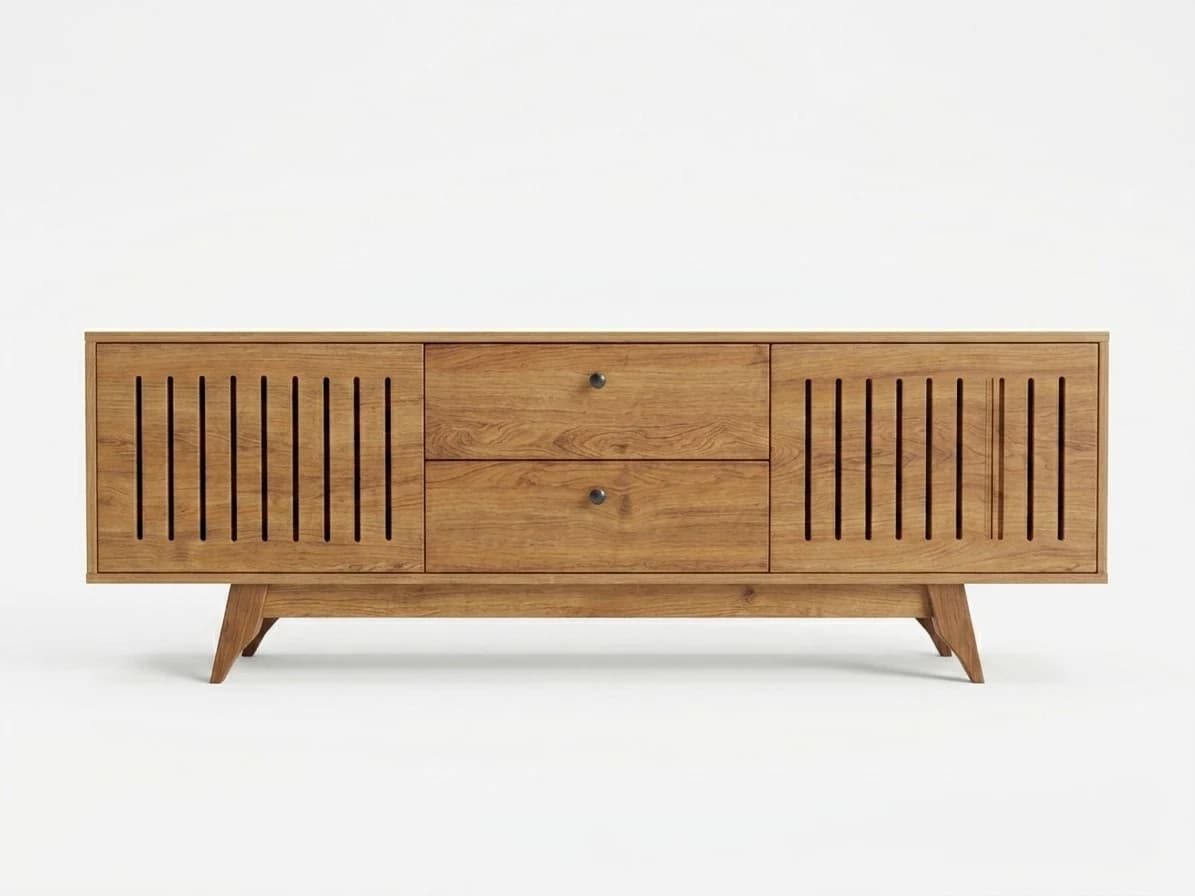 Scandinavian Royal Teak grooved TV Stand 3 - Furniture Place Kenya