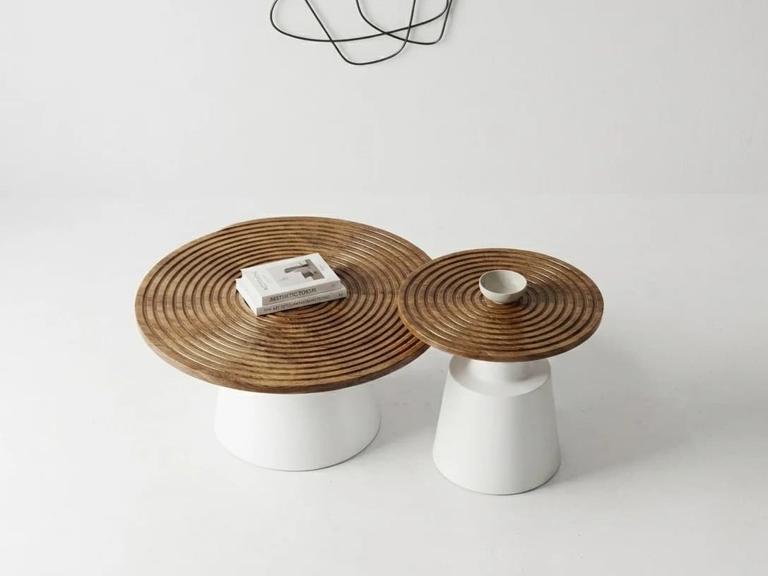 Spiral Groove Round Coffee Table Set 2 - Furniture Place Kenya