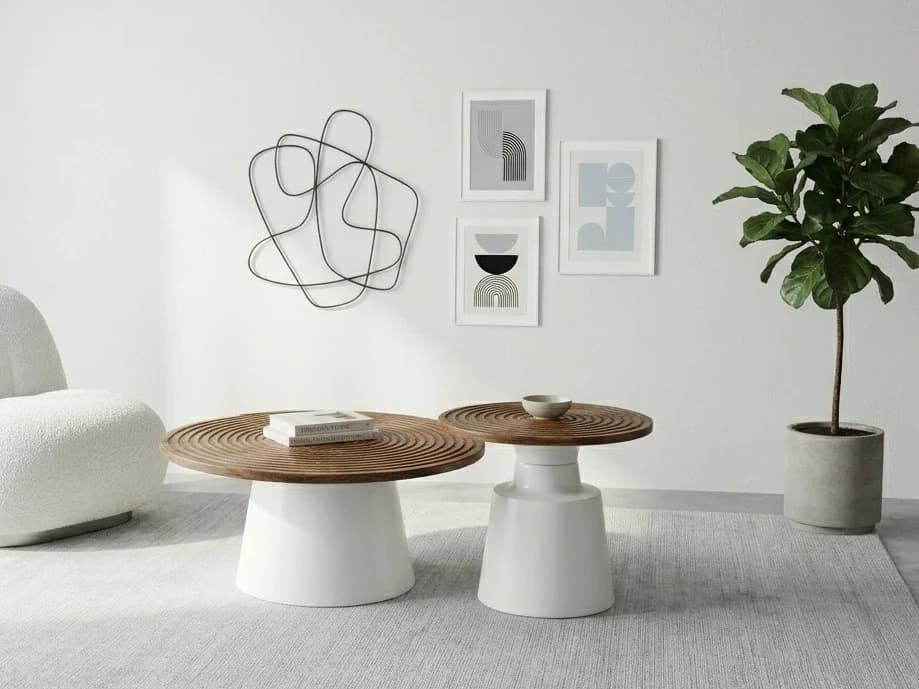Spiral Groove Round Coffee Table Set 5 - Furniture Place Kenya