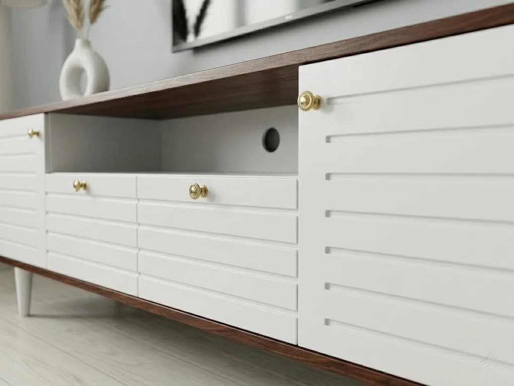Walnut & White Square Coffee Table & Tv Stand set 4 - Furniture Place Kenya