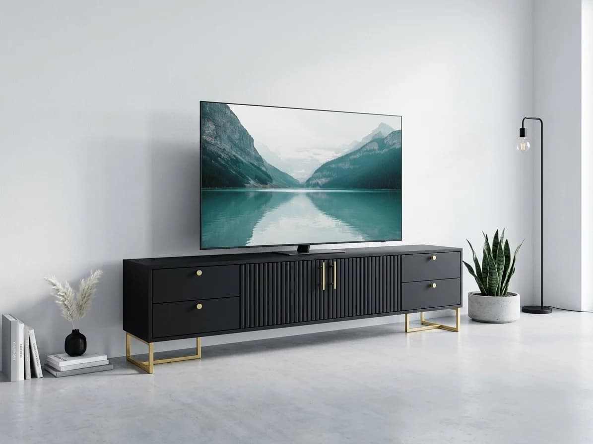 Low Height Black Fluted Tv Stand - Furniture Place Kenya