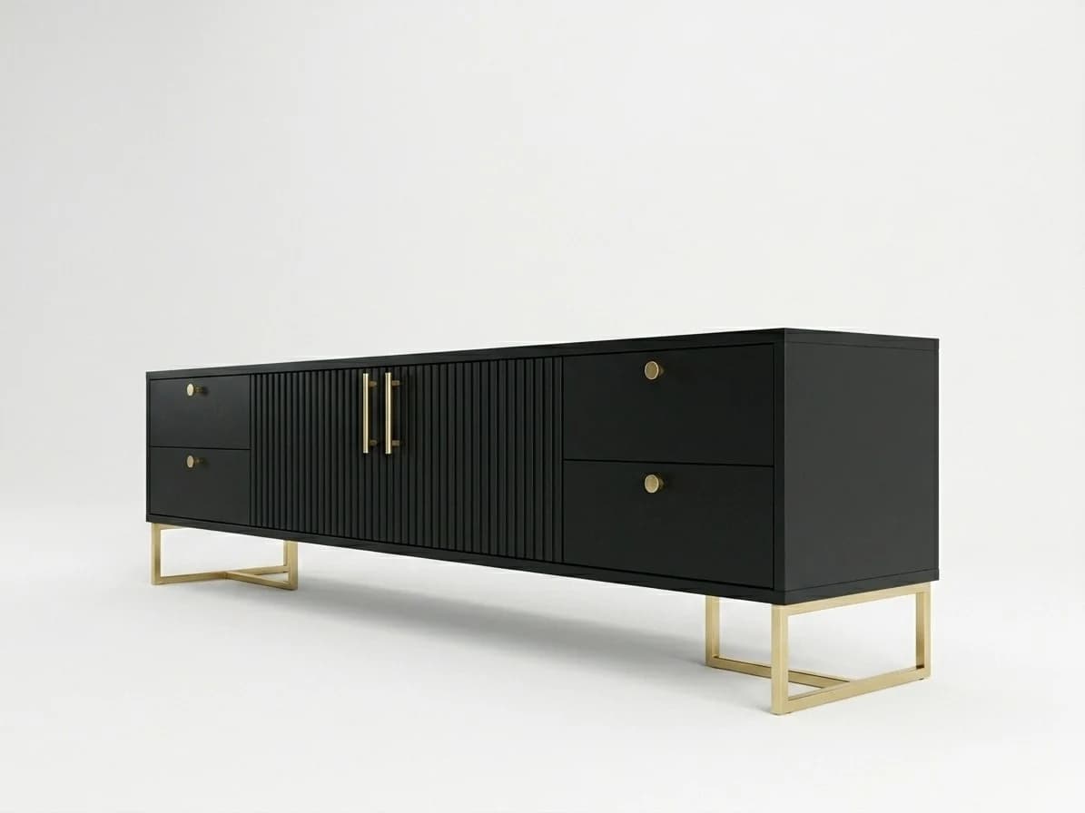 Low Height Black Fluted Tv Stand 4 - Furniture Place Kenya