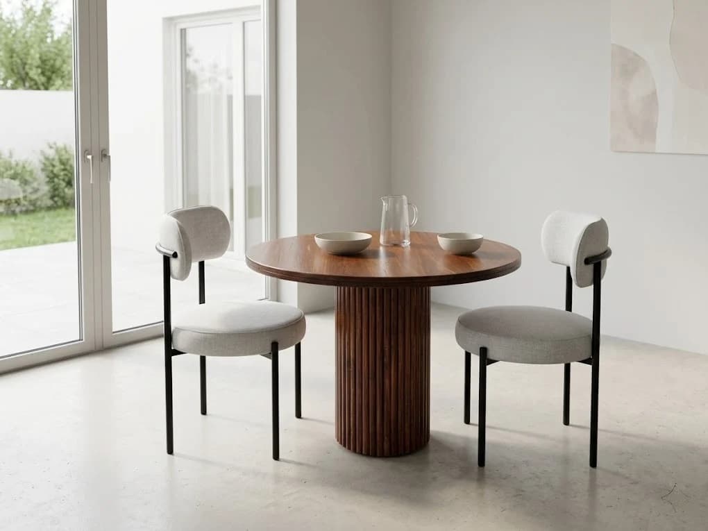 Round Fluted Pedestal Dining Set 3 - Furniture Place Kenya