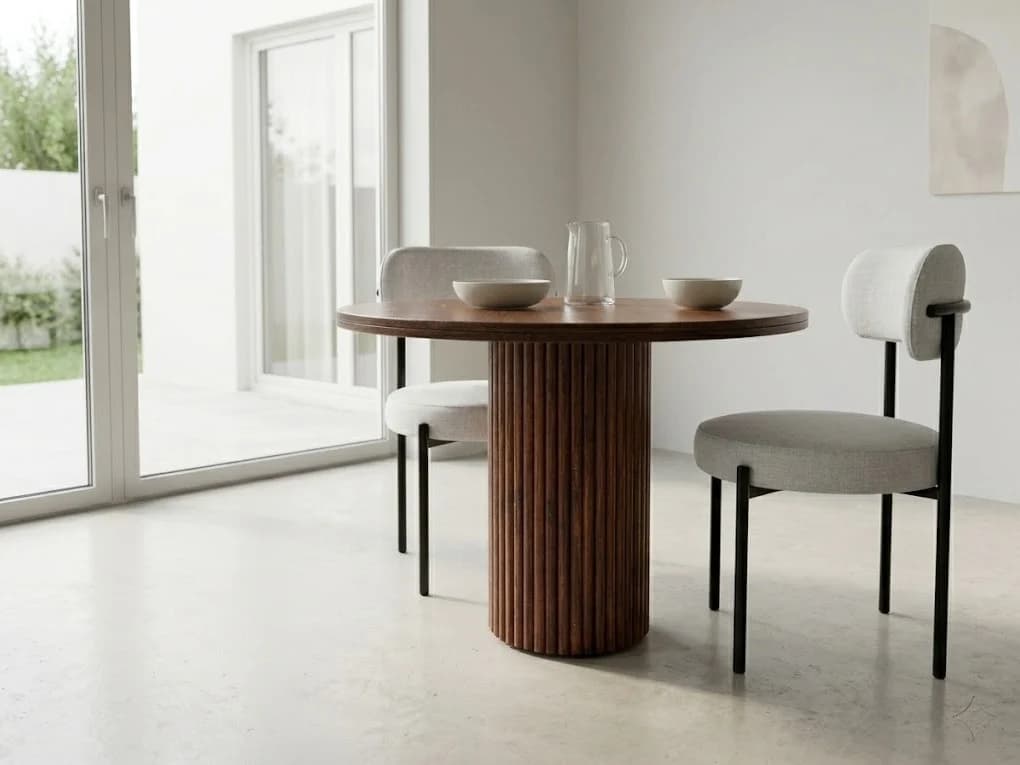 Round Fluted Pedestal Dining Set 5 - Furniture Place Kenya
