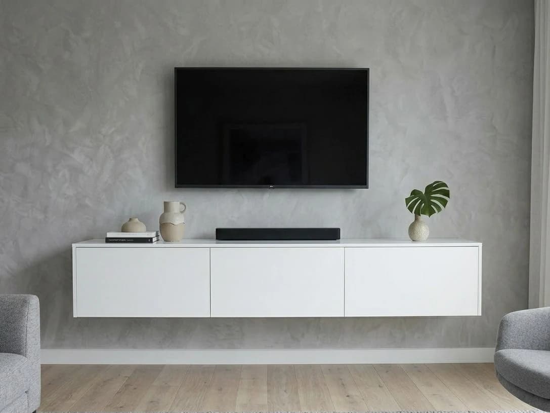 White Floating Wall-Mounted TV Stand 3 - Furniture Place Kenya