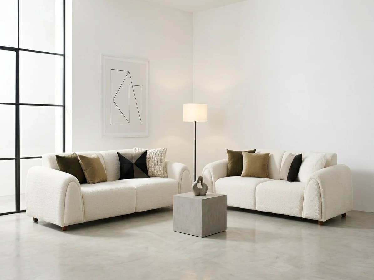 Boucle Sofa Set with Arched Arms 1 - Furniture Place Kenya