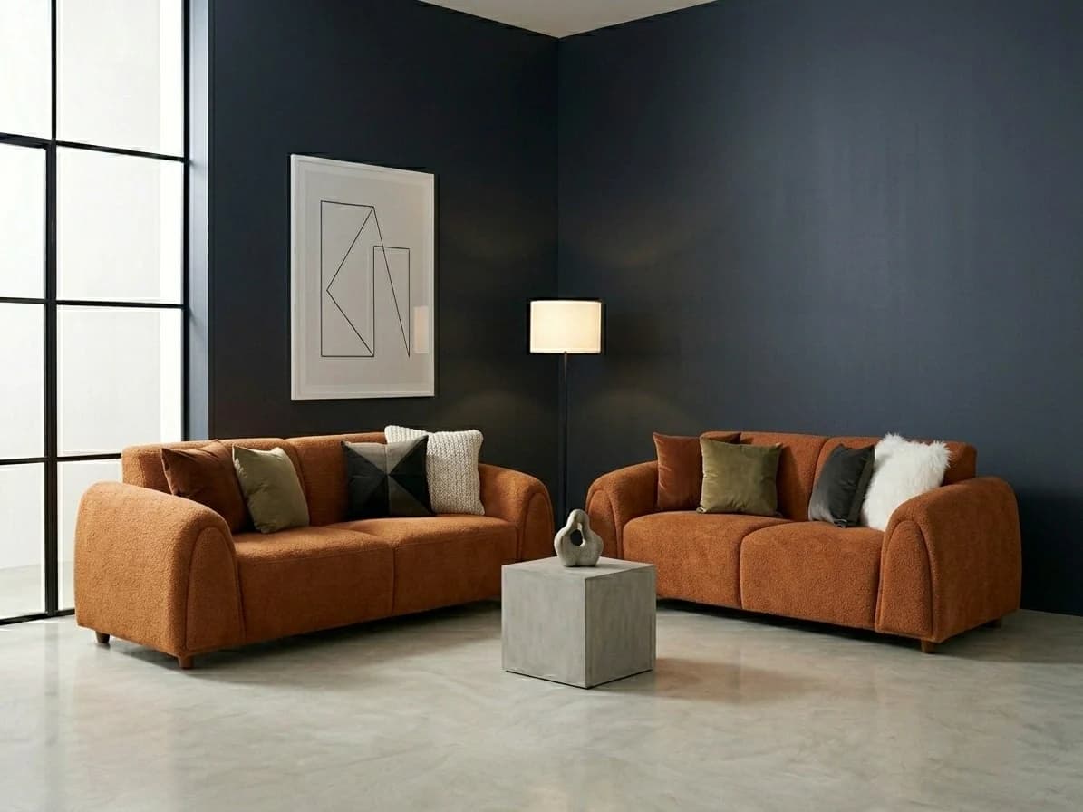 Boucle Sofa Set with Arched Arms 4 - Furniture Place Kenya