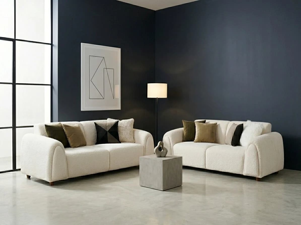 Boucle Sofa Set with Arched Arms 3 - Furniture Place Kenya