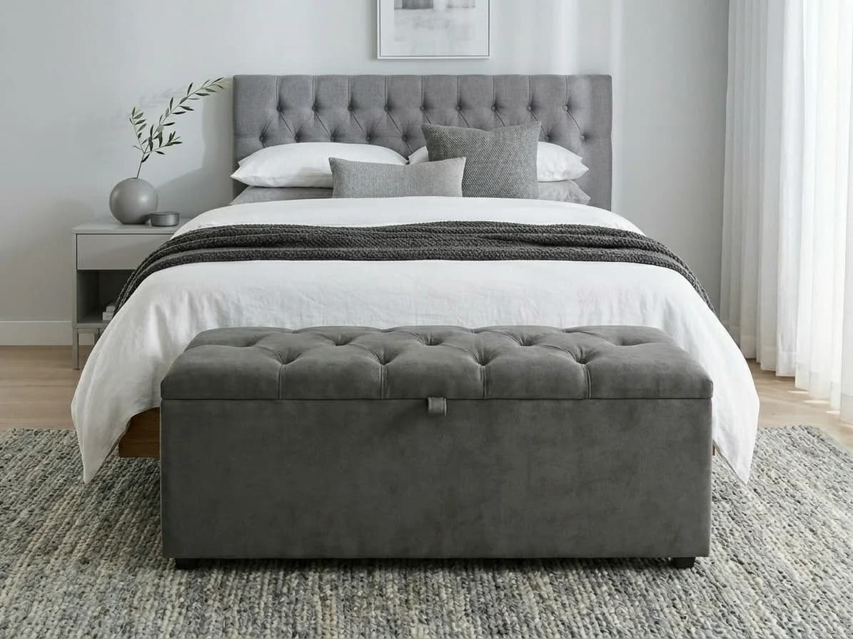 Grey Tufted Ottoman with Storage 2 - Furniture Place Kenya