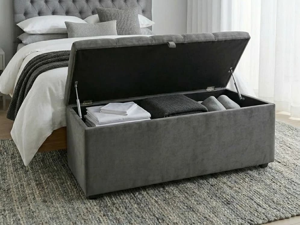 Grey Tufted Ottoman with Storage 1 - Furniture Place Kenya