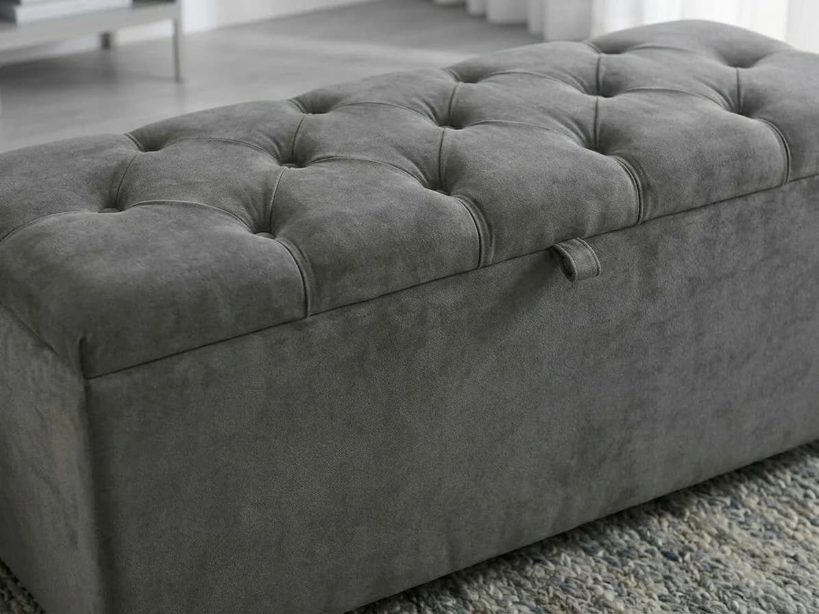 Grey Tufted Ottoman with Storage 4 - Furniture Place Kenya