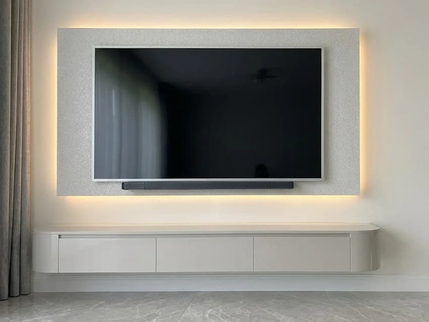 Curved Sides Floating Wall-Mounted TV Stand 1 - Furniture Place Kenya