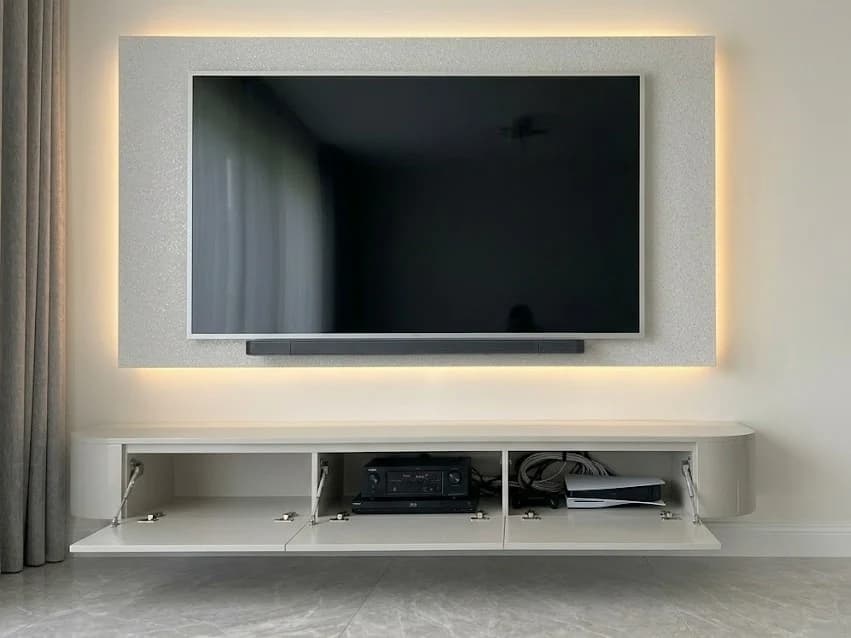 Curved Sides Floating Wall-Mounted TV Stand 3 - Furniture Place Kenya