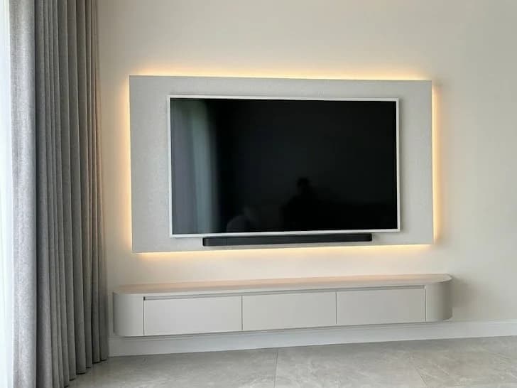 Curved Sides Floating Wall-Mounted TV Stand 4 - Furniture Place Kenya