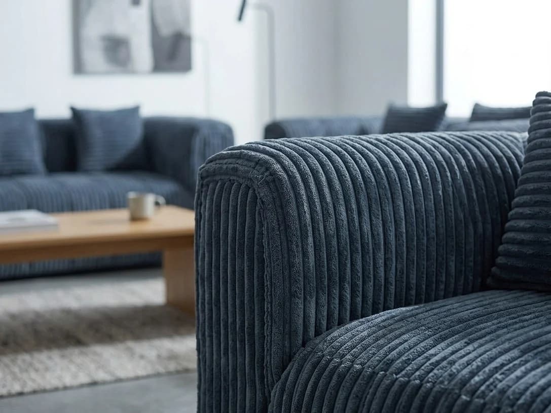 Ridgeline Blue-Grey Corduroy Sofa Set 4 - Furniture Place Kenya