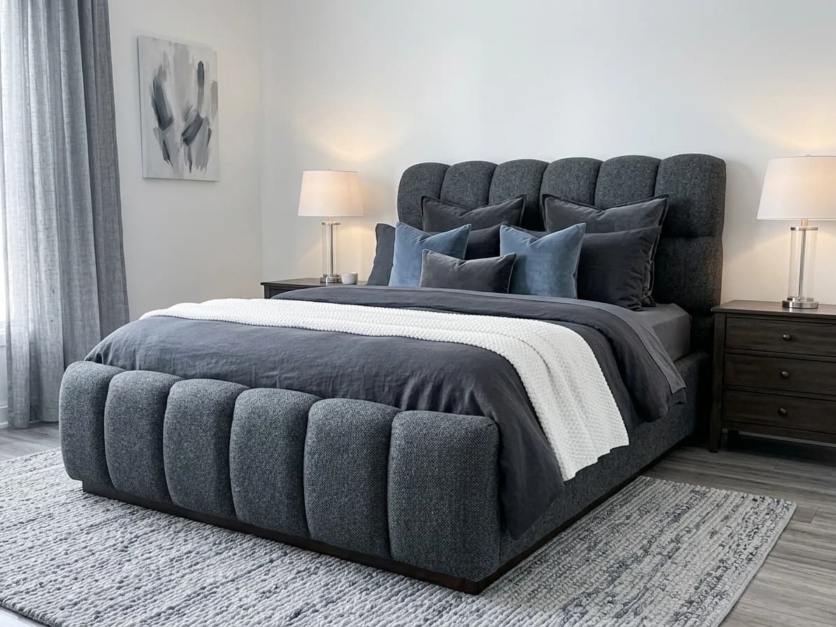 Channel-Tufted Upholstered Bed 4 - Furniture Place Kenya