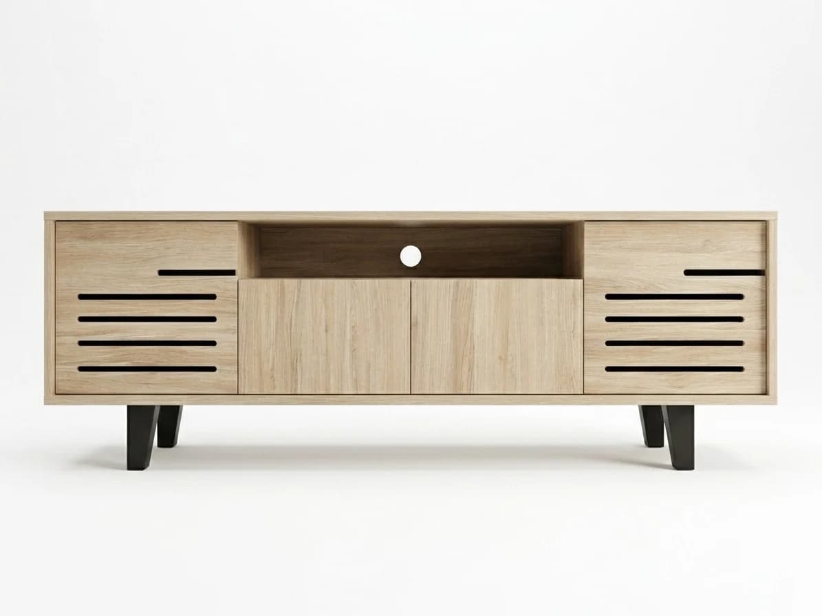 Grooved Oak-Finish TV Stand 3 - Furniture Place Kenya