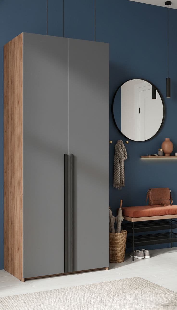 Grey wardrobe with mirror 3 - Furniture Place Kenya